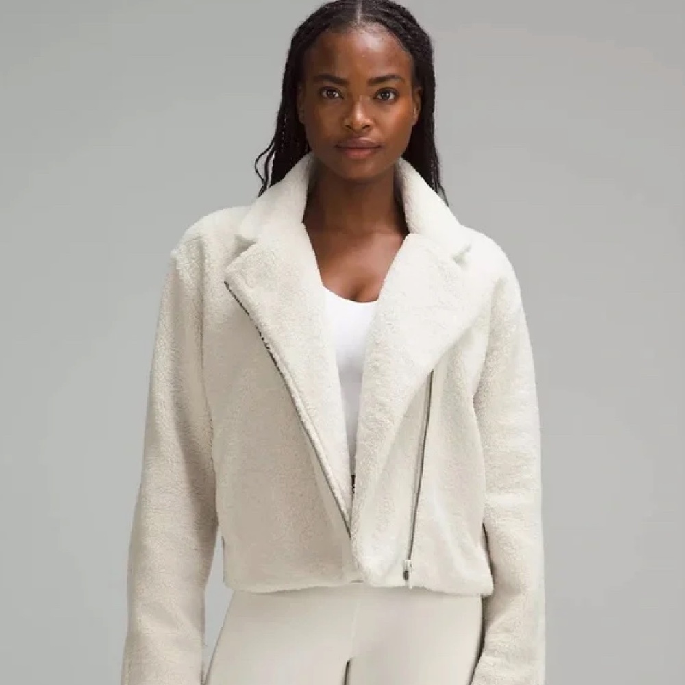 Lululemon Women's Cream and White Moto Jacket - NEW WITH TAGS